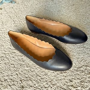 J Crew Scalloped Leather Flats Size 8